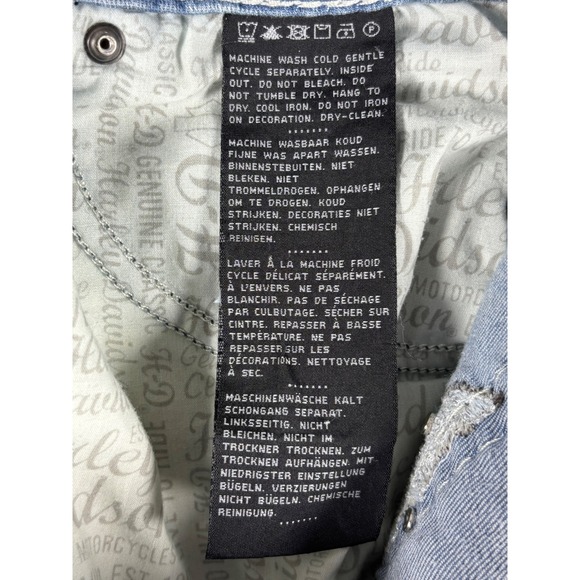 Harley Davidson Womens Light Wash Denim Jeans Skull Embellishment (READ) Size 10 - Picture 2 of 15